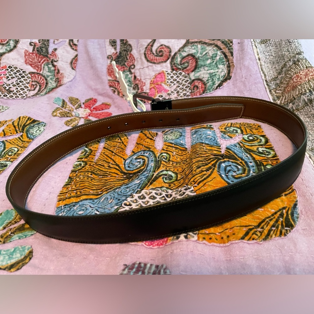 Original Penguin Black Brown Genuine Leather Belt  Reversible Sz 34 Pin Buckle